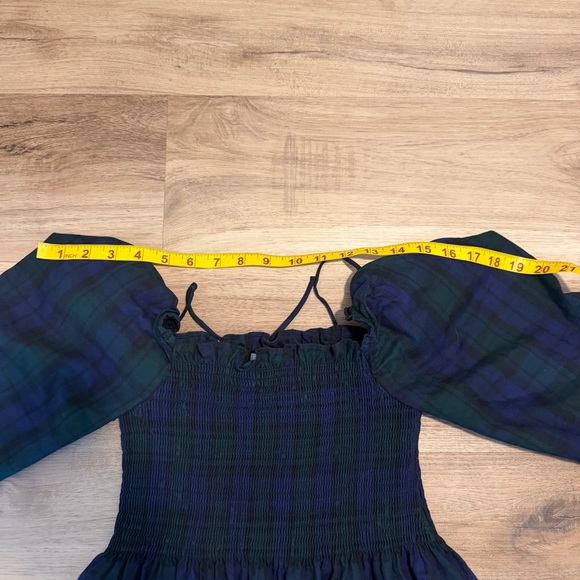 Hill House The Naomi Nap Tartan Long Sleeve Smock Dress Green Plaid Size XS - Picture 7 of 9